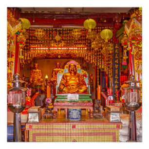 Pôster Sorrindo Buda no Templo Chinês, Bangkok