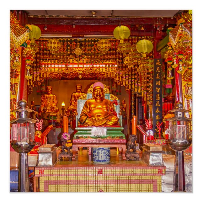 Pôster Sorrindo Buda no Templo Chinês, Bangkok (Frente)