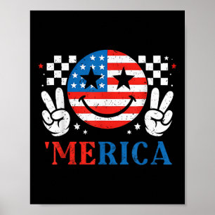 Poster Sorriso Cara Rocha Bandeira Americana Patriótica 4