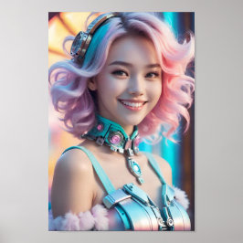 Poster Sorriso ciberpunk futurístico