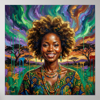 Poster Sorriso da Rainha Africana, Arte de Parede de Mulh