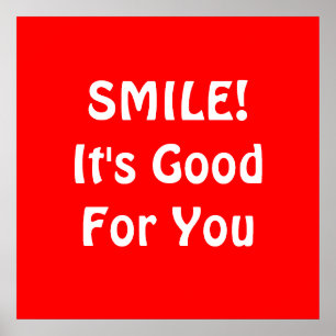 Pôster SORRISO! É bom para você. Vermelho