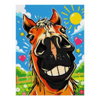 Sorriso Engraçado de Cavalo Desenho Animado Arte d