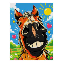 Sorriso Engraçado de Cavalo Desenho Animado Arte d