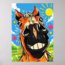 Sorriso Engraçado de Cavalo Desenho Animado Arte d