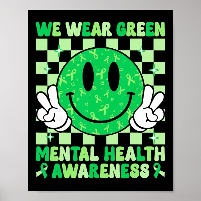 Poster Sorriso Groovy Eu Uso Verde Para Consciência Da Sa (Frente)