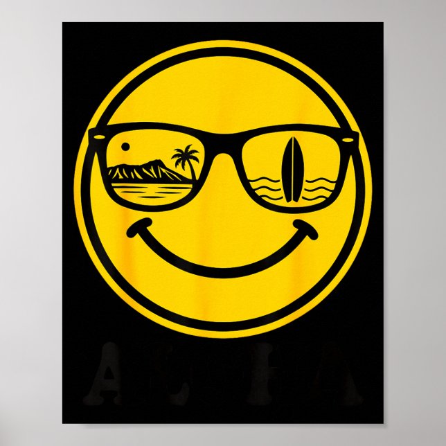 Poster sorriso óculos de sol surf aloha reflexão de pranc (Frente)