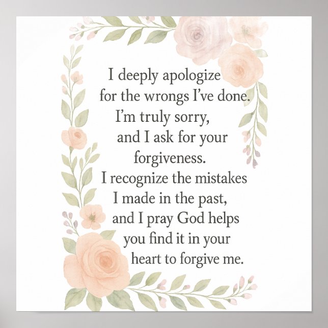 Poster Sorry/Apology\ Forgiveness Floral (Frente)