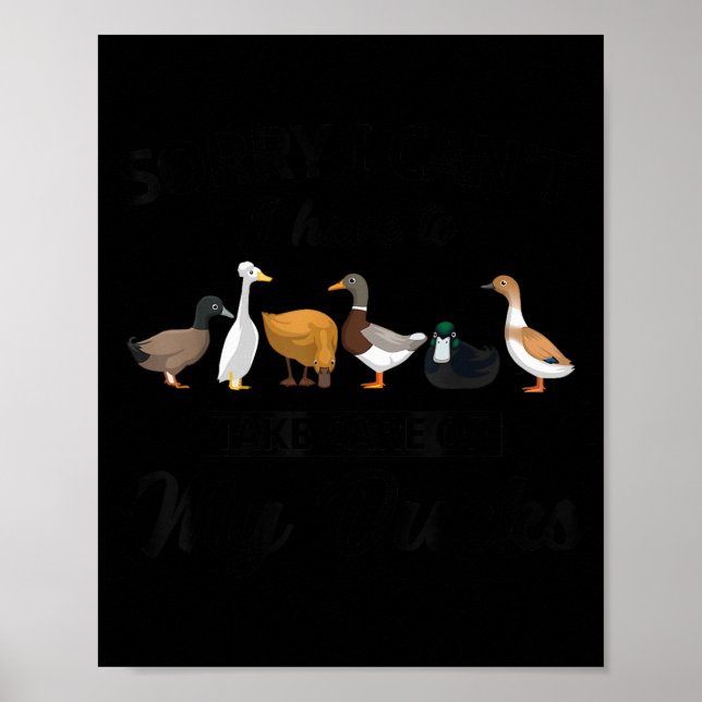 Poster Sorry I Can't Have To Take Care Of My Ducks Funny  (Frente)