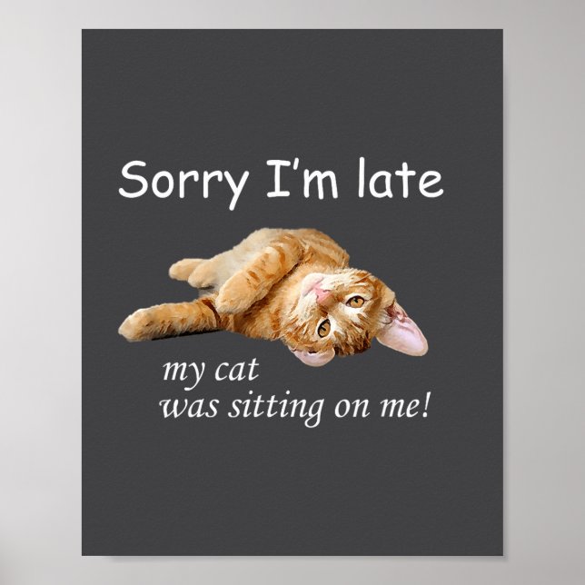 Poster Sorry I'm Late, My Cat Was Sitting On Me. Men Wome (Frente)