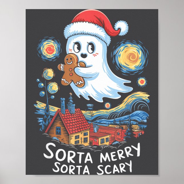 Poster Sorta Merry Sorta Y Santa Ghost Christmas Gingerbr (Frente)