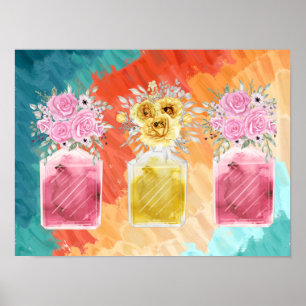 Poster Sorte boa de três Buquês de garrafa de perfumaria