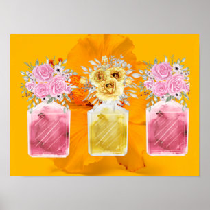 Poster Sorte boa de três Buquês de garrafa de perfumaria