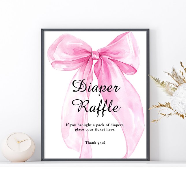 Poster Sorteio de Fraldas com Laço Rosa  (Criador carregado)