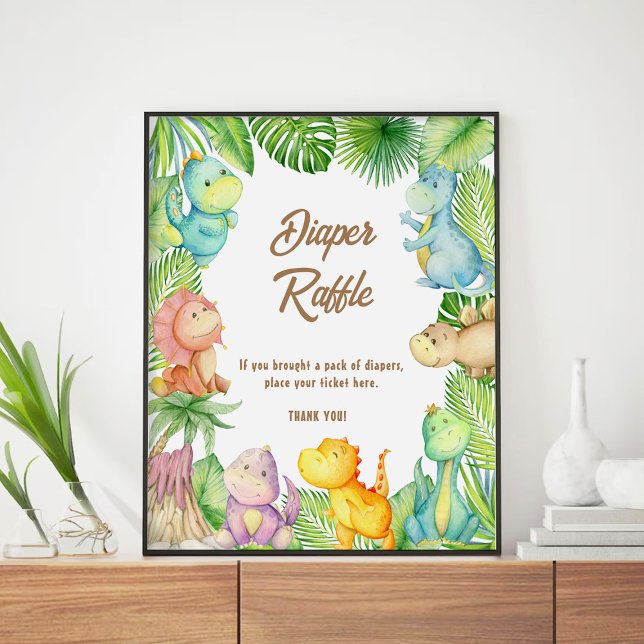 Poster Sorteio de Fraldas de Bebê Dinossauro (Criador carregado)