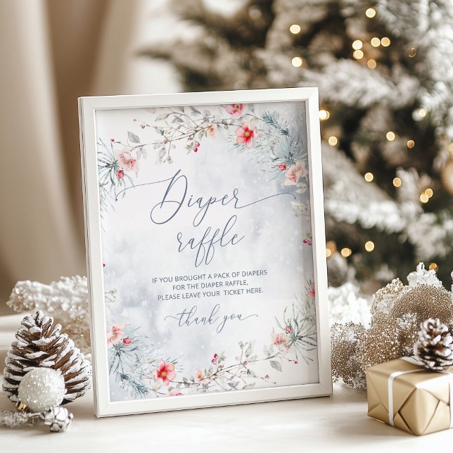 Poster Sorteio de fraldas de Natal em azul empoeirado de  (Criador carregado)