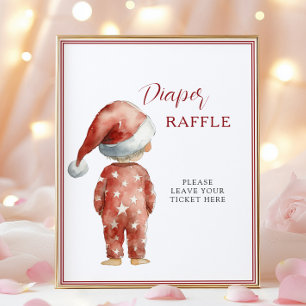 Poster Sorteio de Fraldas de Natal Santa Baby Shower