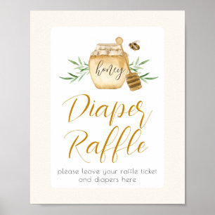 Poster Sorteio de Fraldas Mesa de Chás de Bebê Abelhinha