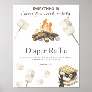 Poster sorteio de fraldas para chá de bebê de aquarela s'