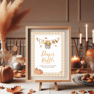 Poster Sorteio de Fraldas Pequena Abóbora Boho Outono Chá