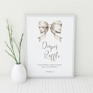 Poster Sorteio de Fraldas Vintage com Laço Branco