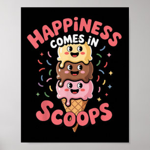Poster Sorvete Adorável Felicidade Vem Em Cones De Gelo