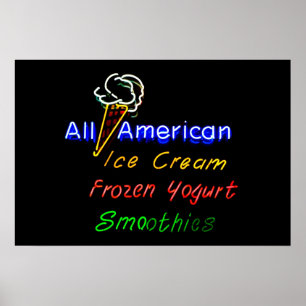 Poster Sorvete All-American, Iogurte Congelado e Smoothie