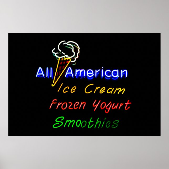 Poster Sorvete All-American, Iogurte Congelado e Smoothie (Frente)