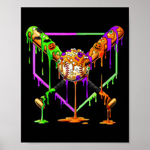 Poster Sorvete Assustador de Beisebol Pingando na Base In