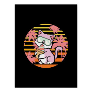 Pôster Sorvete Cat Retro 90s