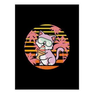 Pôster Sorvete Cat Retro 90s