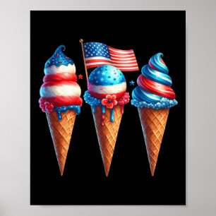 Poster Sorvete Cone Scoops Projetado American Flag 4th O