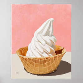 Poster Sorvete de baunilha em Waffle Cone Bowl Art Impres