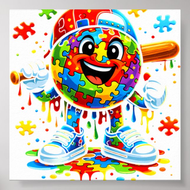 Poster Sorvete de beisebol de conscientização sobre autis (Frente)