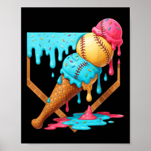 Poster Sorvete de beisebol Derrubando Homens Engraçados d