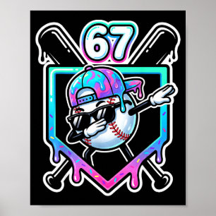 Poster Sorvete de Beisebol Drip 67 Jogador Dabbing Seis S
