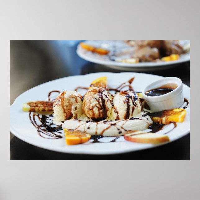 Poster sorvete de café com calda de chocolate (Frente)