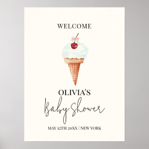Poster Sorvete de Cherry Scoop Bonito Bem-vindo