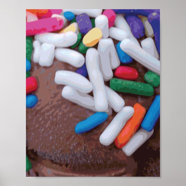 Poster Sorvete de Chocolate Escuro com Espelhos do Arco-Í (Frente)