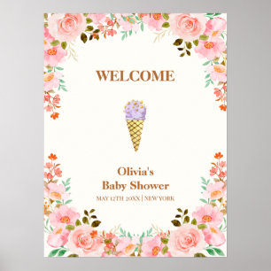 Poster Sorvete de colher de jardim da Flor Boas-vindas