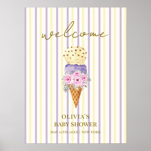 Poster Sorvete de Flower Scoop Bem-vindo (Frente)