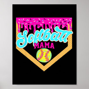 Poster Sorvete de Gotejamento de Mãe de Softbol Drip Dia 