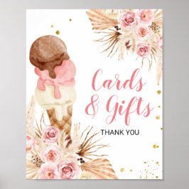 Poster Sorvete de grama Pampas Boho Cards florais & Prese