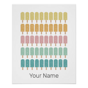 Pôster Sorvete de poços de popa Retro Summer Design