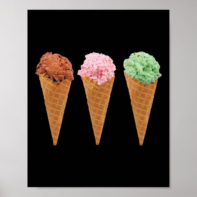 Poster Sorvete De Waffle Cones E Sorvete De Chocolate (Frente)