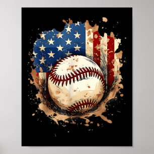 Poster Sorvete Drip de Beisebol do Dia 4 de Julho Patriót