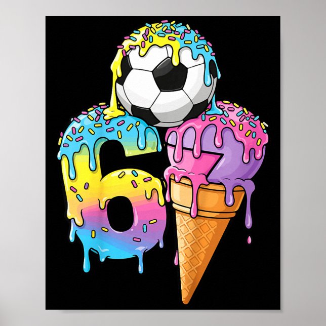 Poster Sorvete Drip Futebol Infantil Número 67 Meninos Fã (Frente)