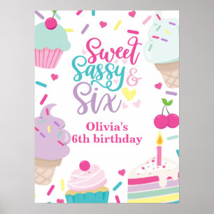Poster Sorvete e Bolo Doce Atitude Seis 6º Aniversário