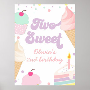 Poster Sorvete e Bolo Dois Doce 2º Aniversário