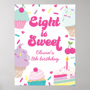 Poster Sorvete e Bolo Oito é Doce 8º aniversário